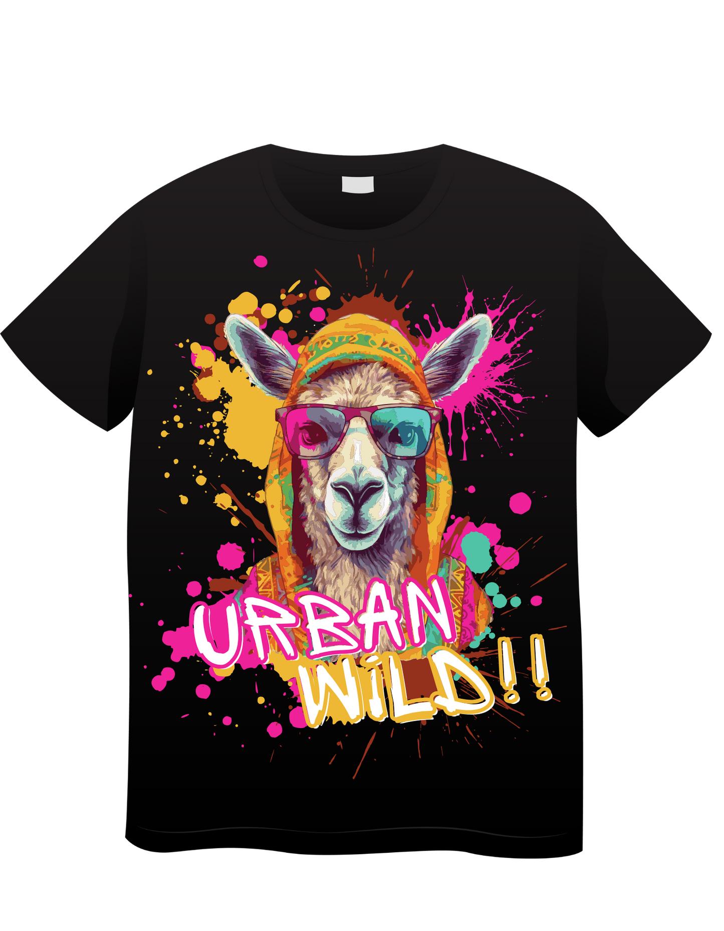 Urban Wild Llama Graphic T-Shirt – Black